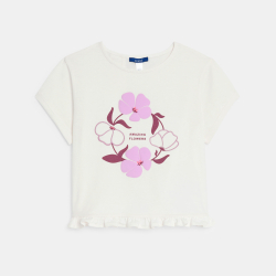 تيشيرت زهري أبيض بأكمام...